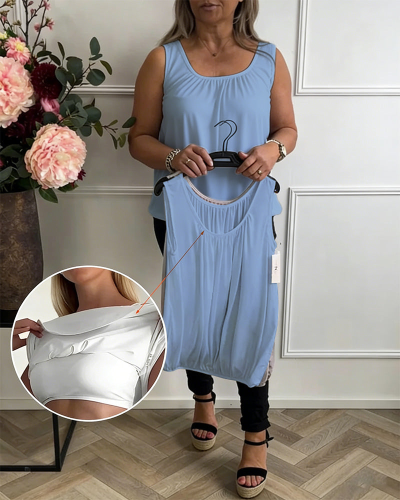 Bulit In Bra U-neck Casual Tank Top