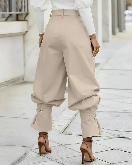 Design Cuffed Pleated Casual Pants