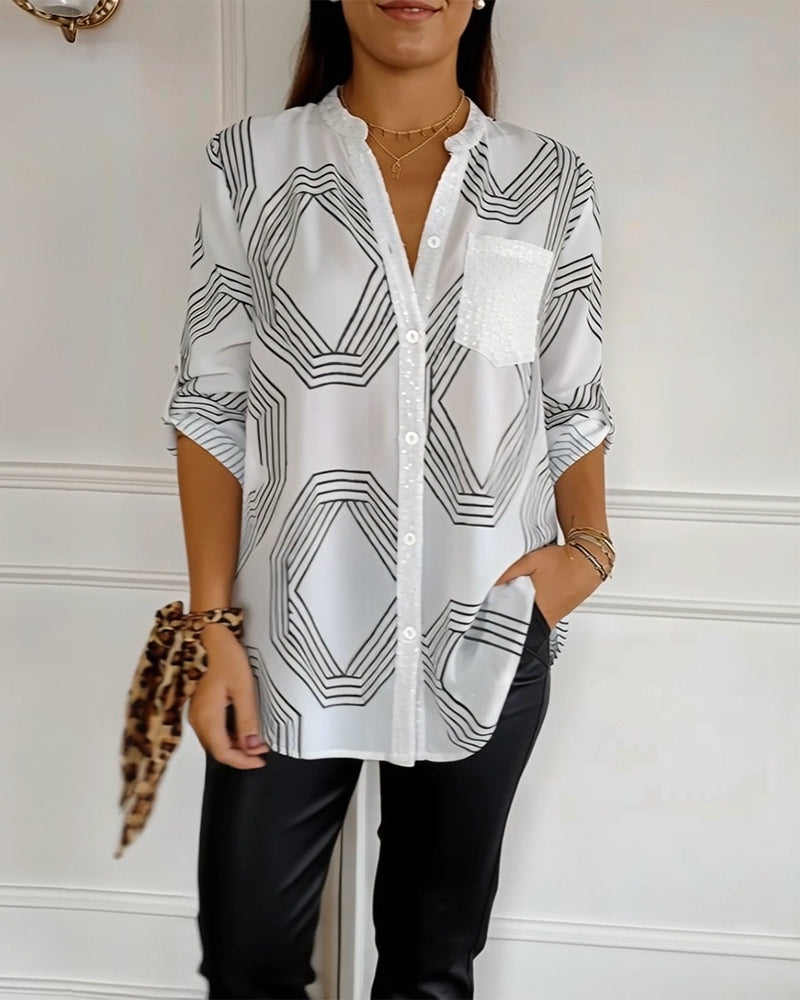 Sequined Patchwork Fashion Shirt