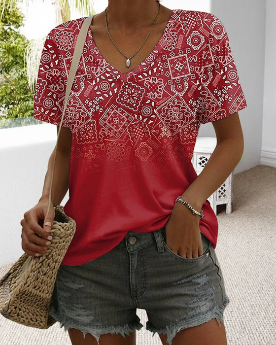 V-Neck Printed T-Shirt