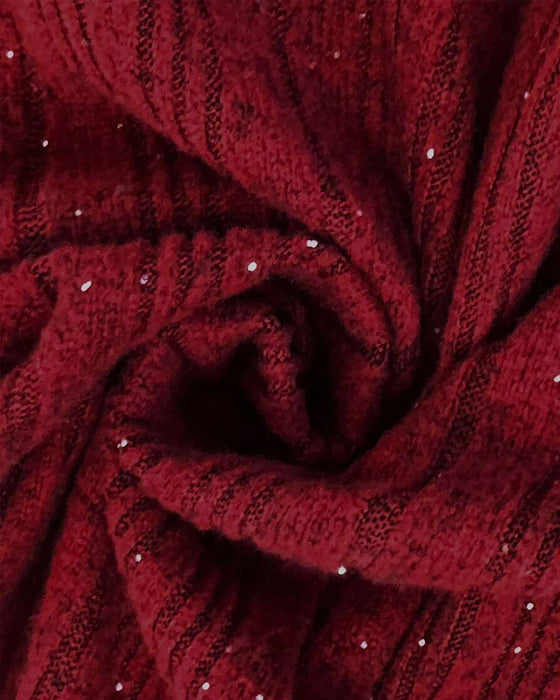 Shimmering Fleece-Lined Turtleneck Top