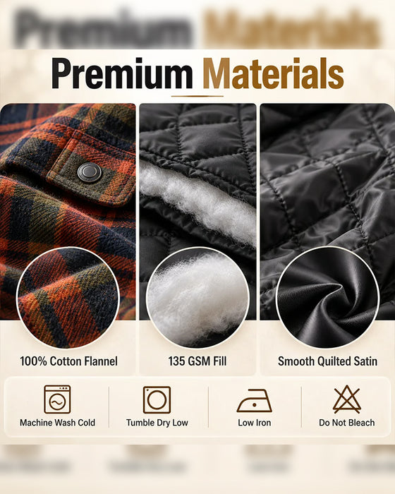 Men's Plaid Hooded Button-Up Coat