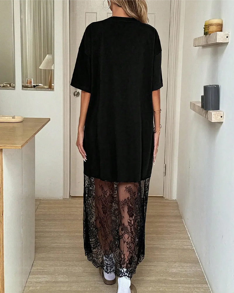 Polka Dot Lace Patchwork Dress
