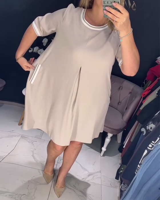 Casual Elegant Round Neck Pocket Dress