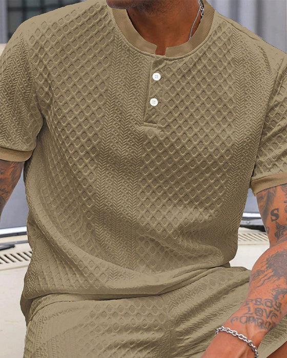 Men's Jacquard Stand Collar T-Shirt