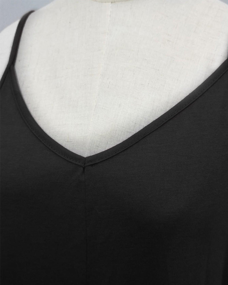 Solid Loose Pocket Maxi Dress