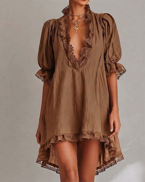 Lace Patchwork Asymmetrical Dress