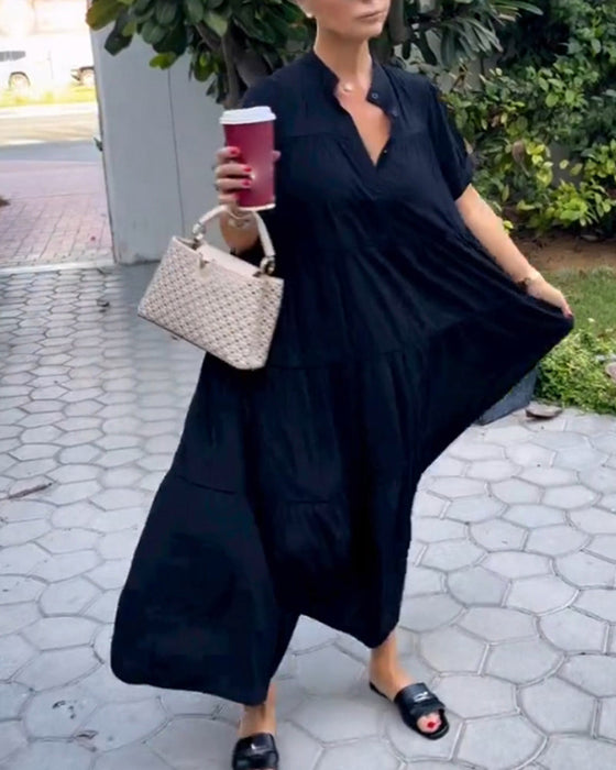 Elegant V Neck Short Sleeve Dress