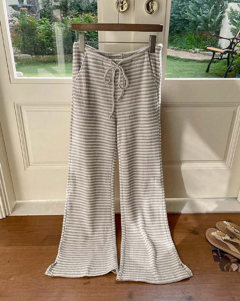 High Waist Striped Casual Pants