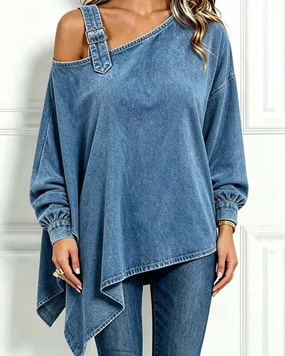 Off-Shoulder Irregular Casual Blouse