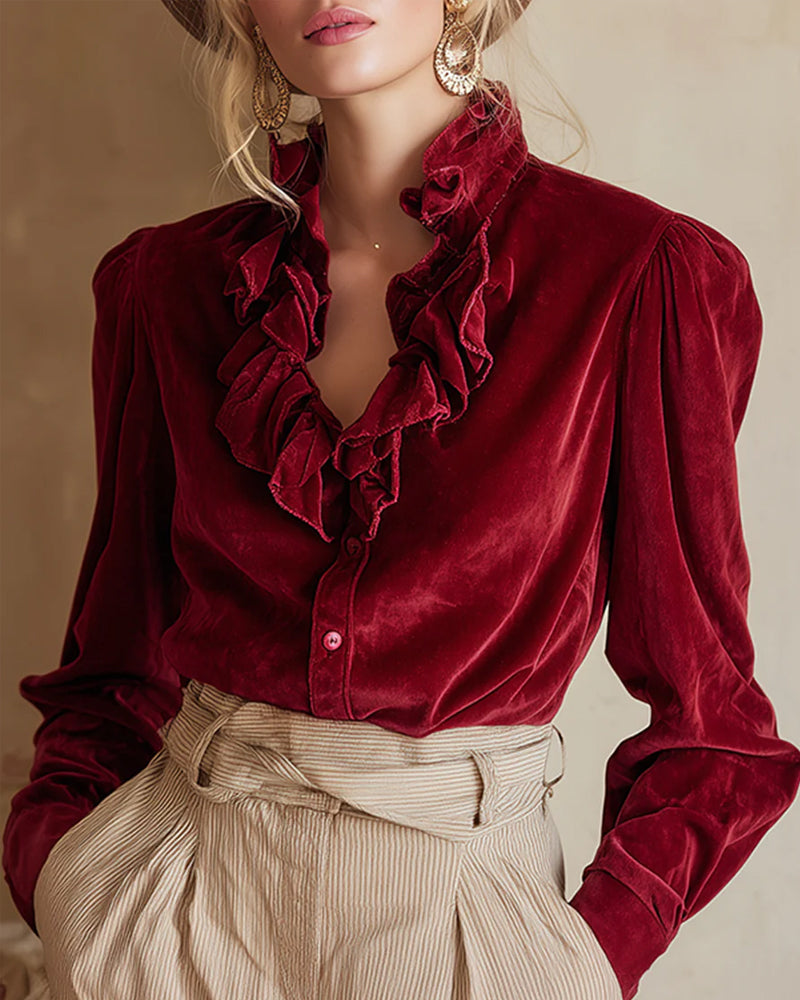 Ruffled Puff Sleeve Top