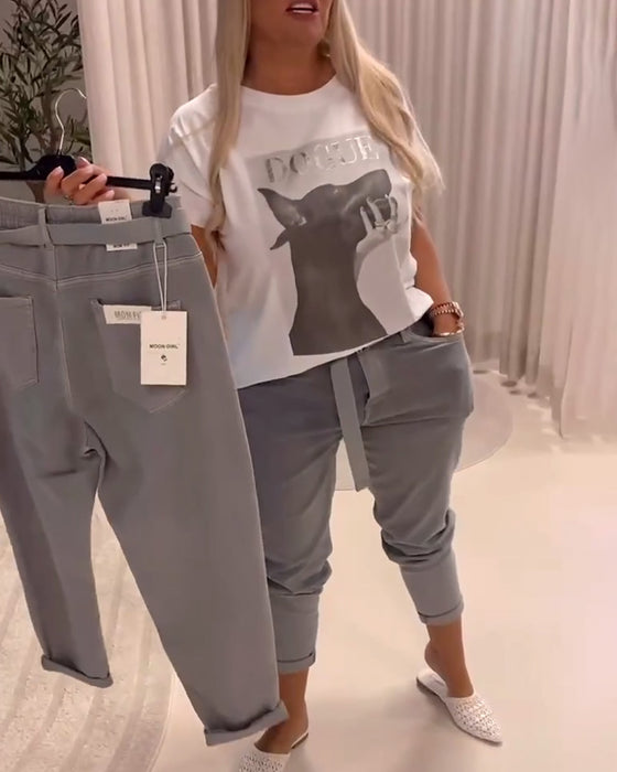 Elastic Slim Fit Casual Pants