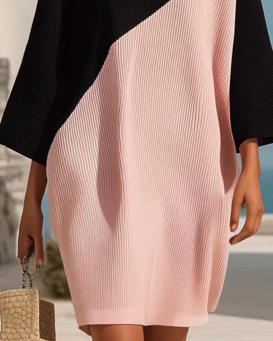 Crewneck Color-Block Shift Dress