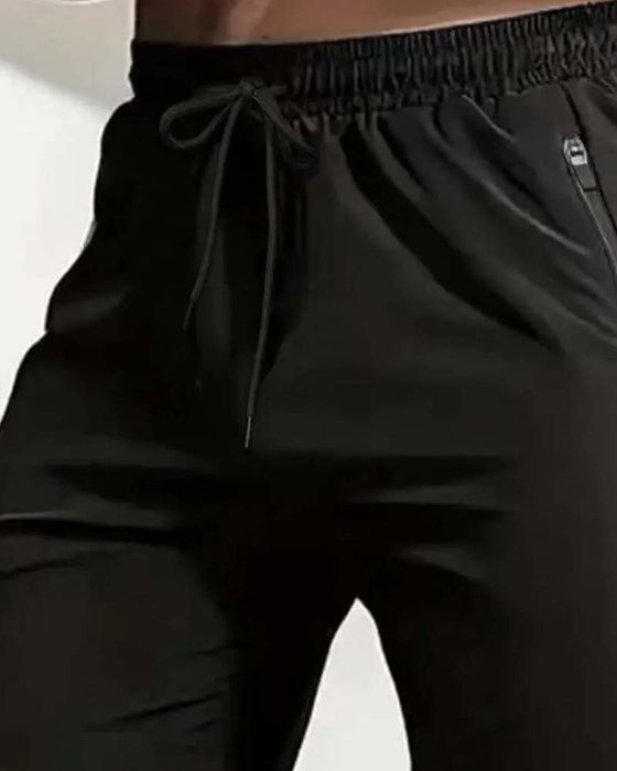 Drawstring Zipper Elastic Waist Shorts
