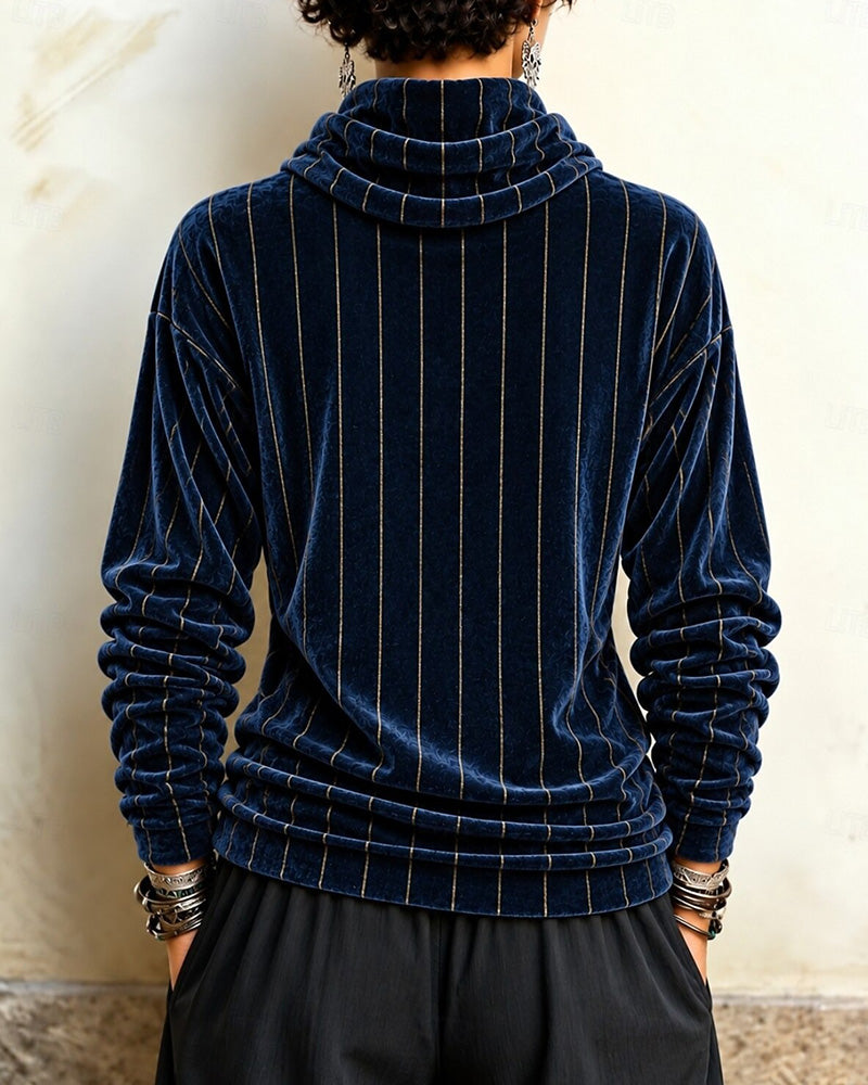 Striped Cowl Neck Fashion Top