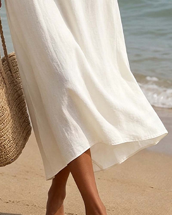 Square Neck Lace Ruffle Cutout Dress