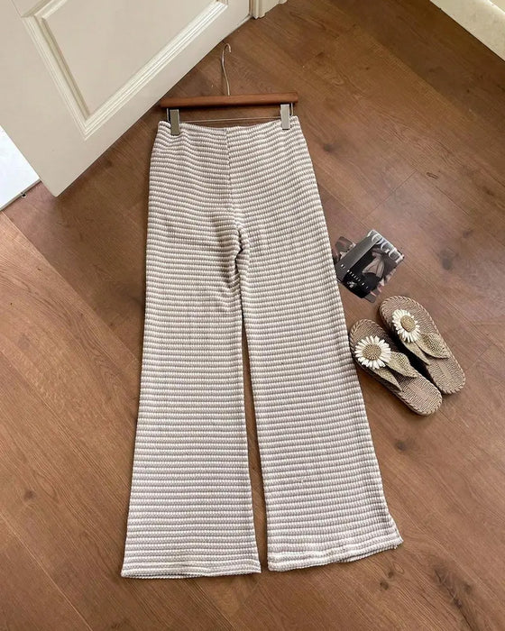 High Waist Striped Casual Pants