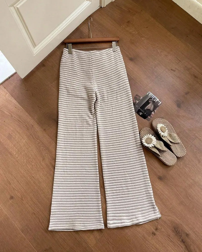 High Waist Striped Casual Pants