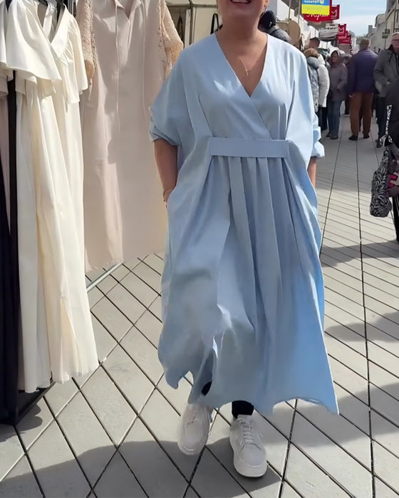 Loose-Fitting And Stylish V-Neck Dress