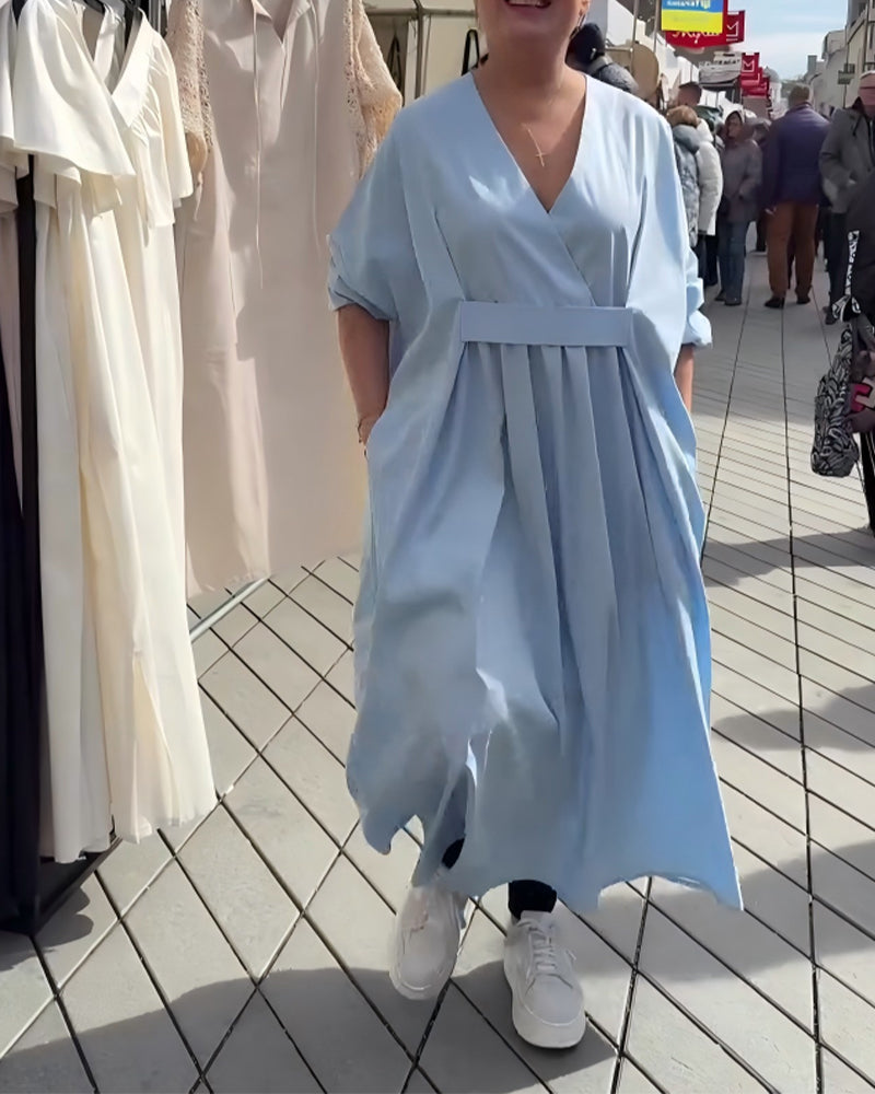 Loose-Fitting And Stylish V-Neck Dress