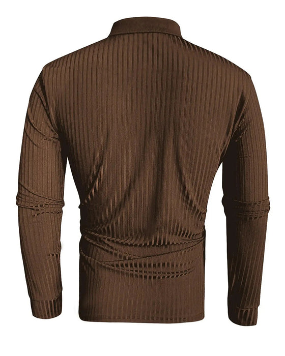 Collared Button Vertical Stripe Shirt