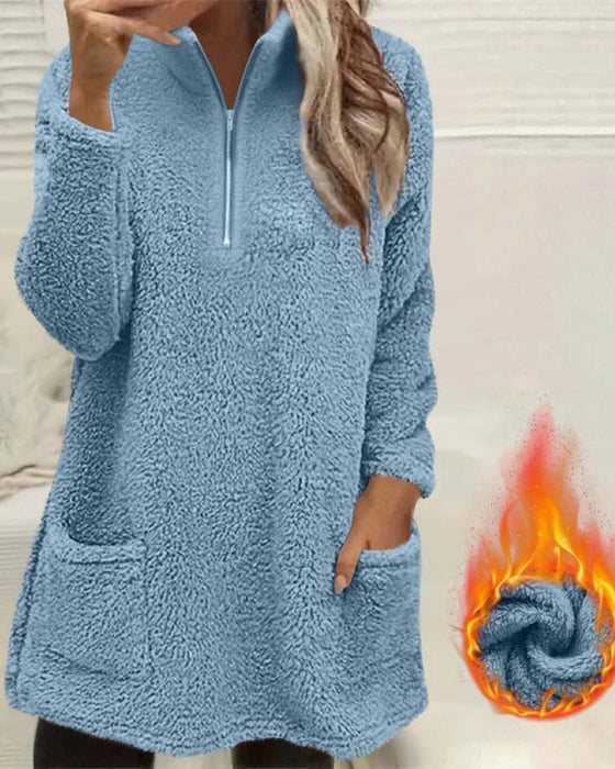 Solid Color Stand Collar Sweatshirt