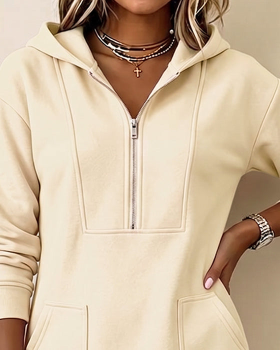 Hooded Zip Pocket Dress