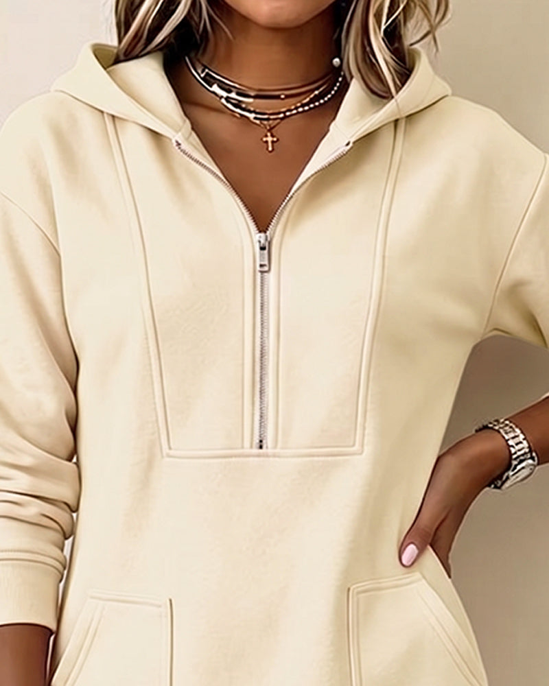 Hooded Zip Pocket Dress