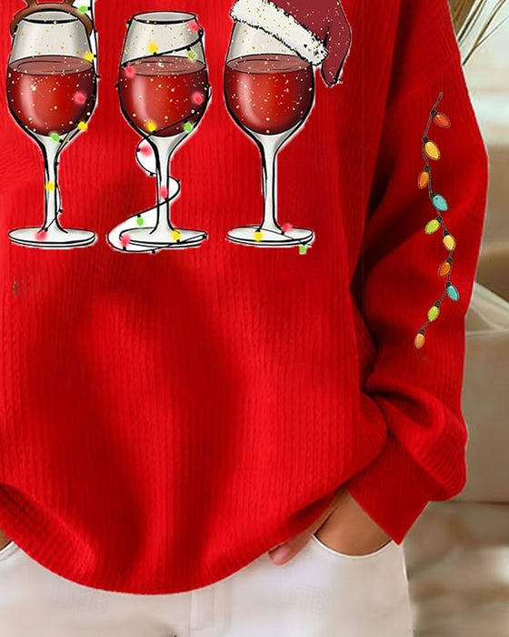 Lapel Zip Christmas Style Sweatshirt