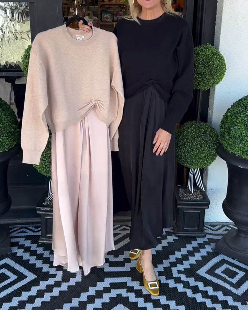 Solid Color Pleated Versatile Set