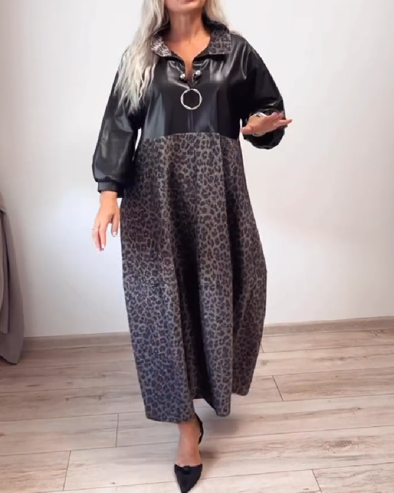 Leopard Print Patchwork Dress