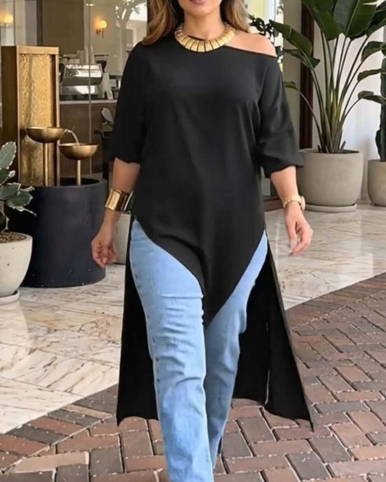 One-Shoulder Asymmetrical Blouse