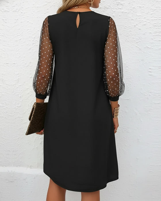 V-Neck Mesh Slimming Dress