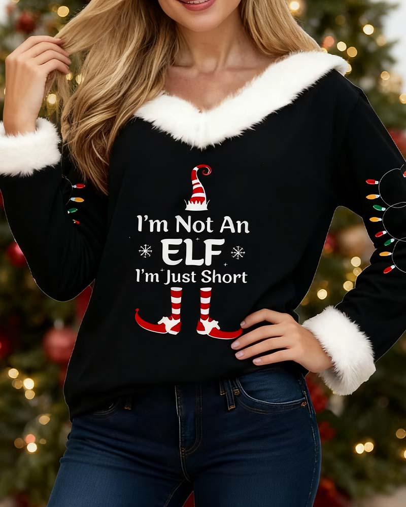 Fur Collar Printed Fashionable Top