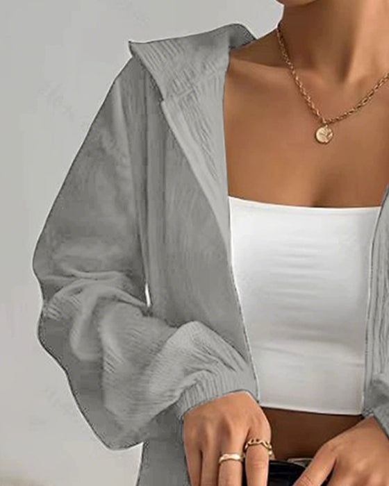 Hooded Sun-Protective Zipper Loose Coats