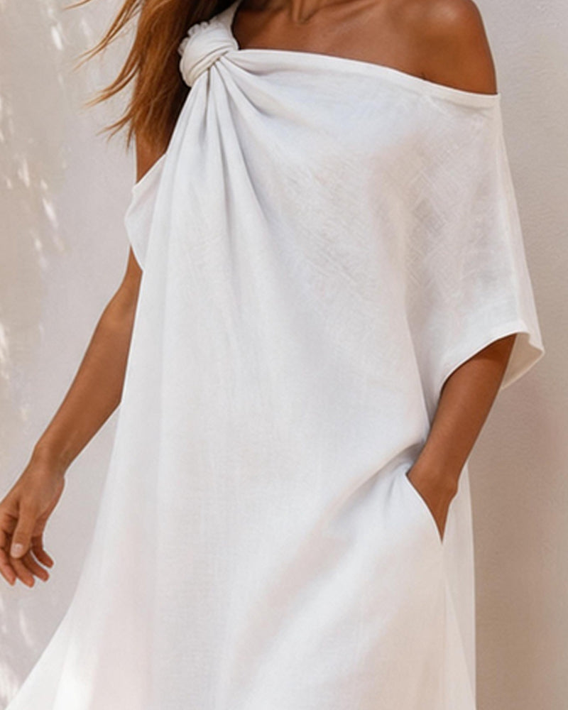 One-Shoulder Twist Knot Dress