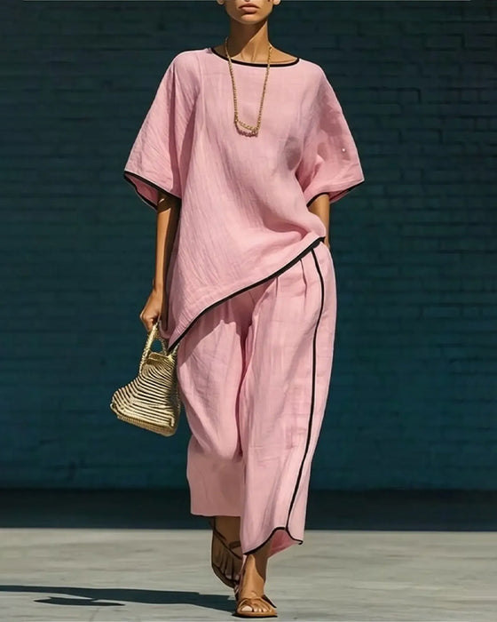 Crewneck Asymmetric Casual Loose Sets