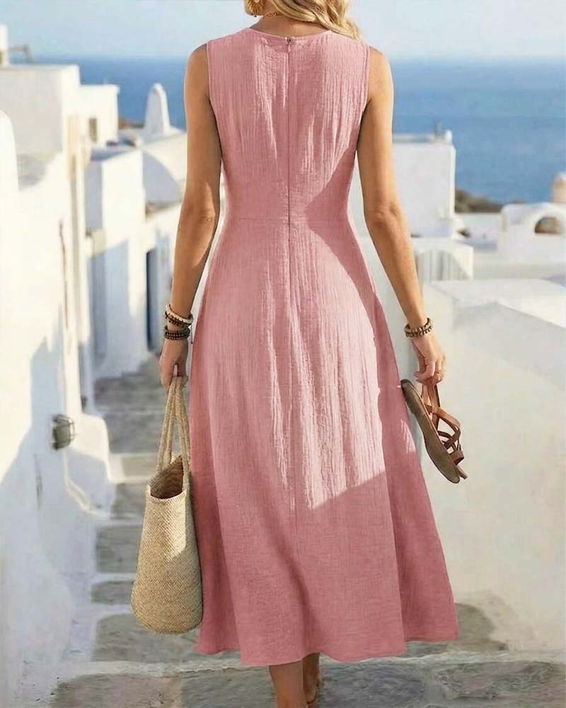 Crossover Waist Sleeveless Dress