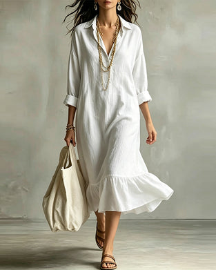 Shirt Collar Solid Color Dress