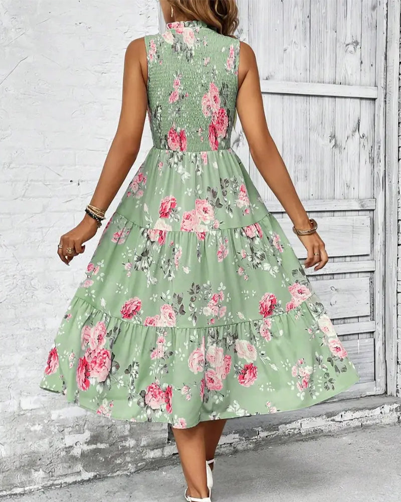 Floral Print Smocked Dress