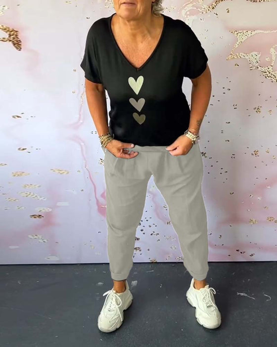 Solid color pocket comfort casual pants