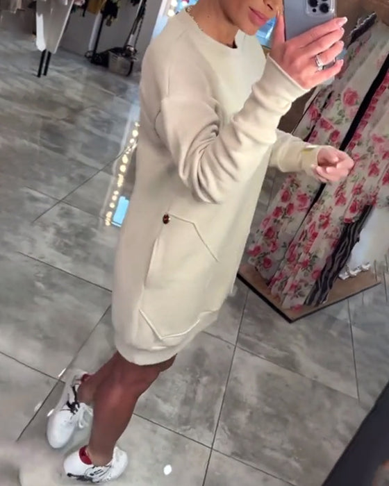 Pullover Pocket Long Sleeve Dress