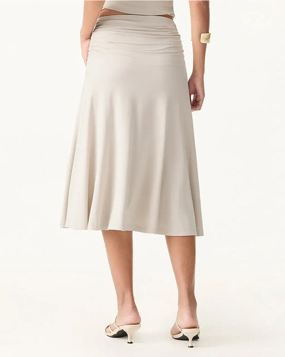 Solid Color Stacked A-Line Skirt