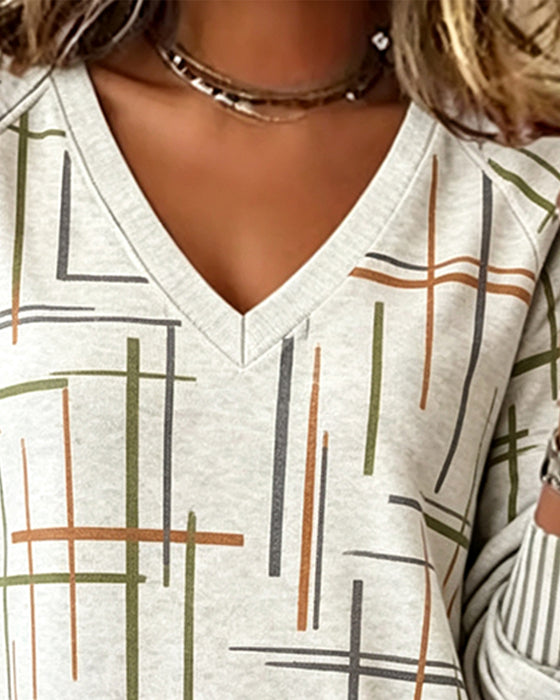V-Neck Line Slit Sweatshirt