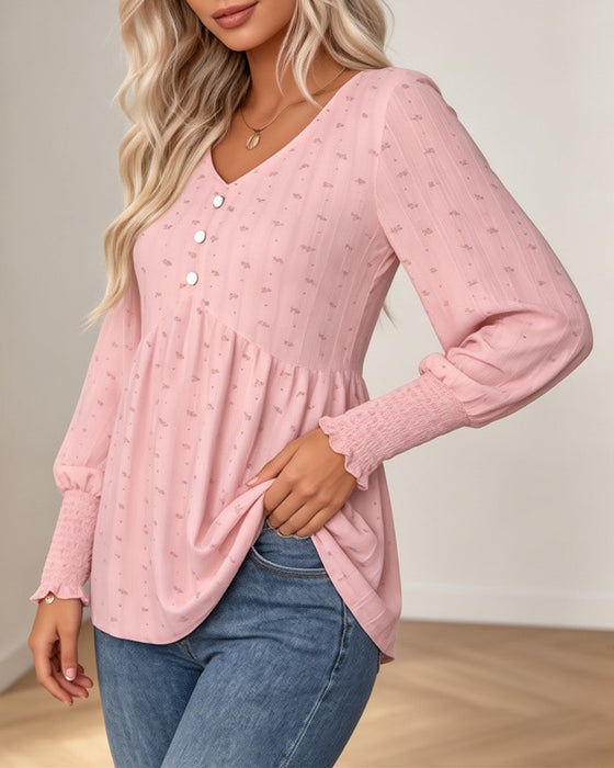 Lantern Sleeve Floral V-Neck Top