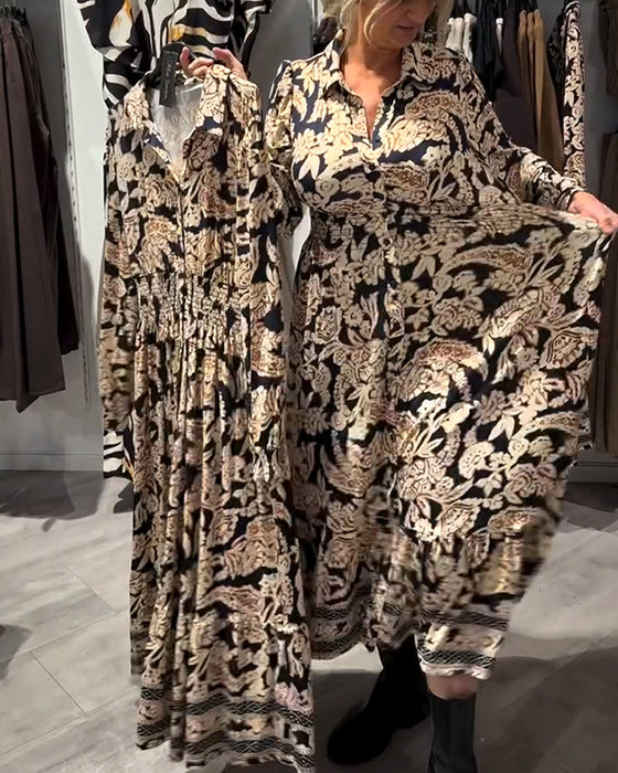 Lapel Print Fashion Dress