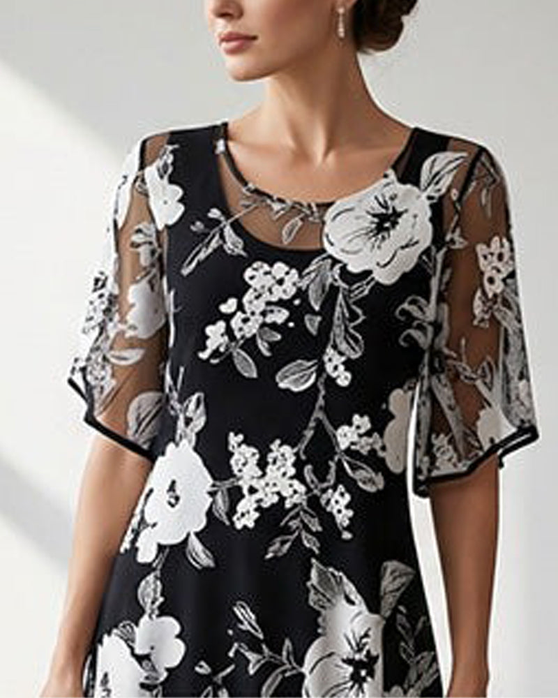 Round Neck Floral Dress