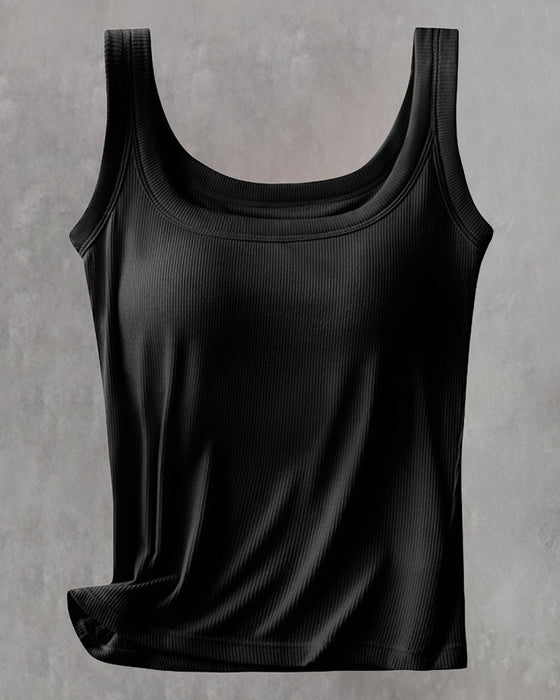 Solid Color Built In Bra Vest