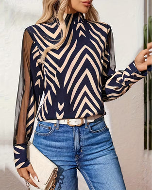 Casual Geometric Long-Sleeved Blouse