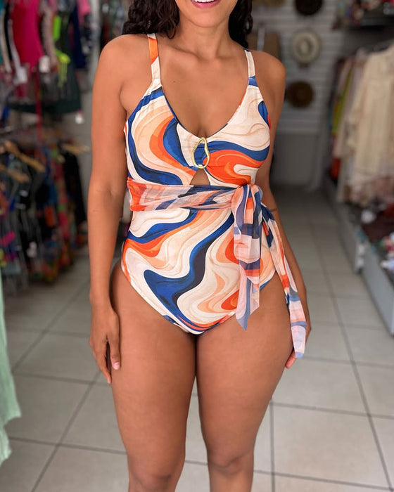 A Wave-Design Swim Dress